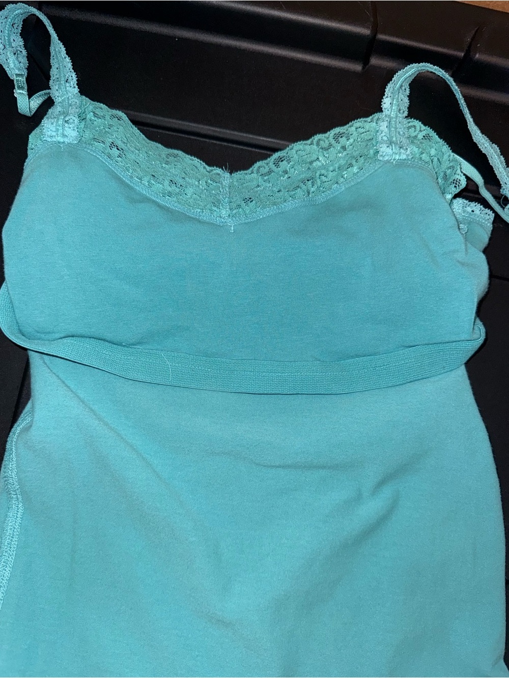 Y2K American Eagle Teal Lace Trim Camisole Built in Bra Cotton Blend M - Picture 5 of 8